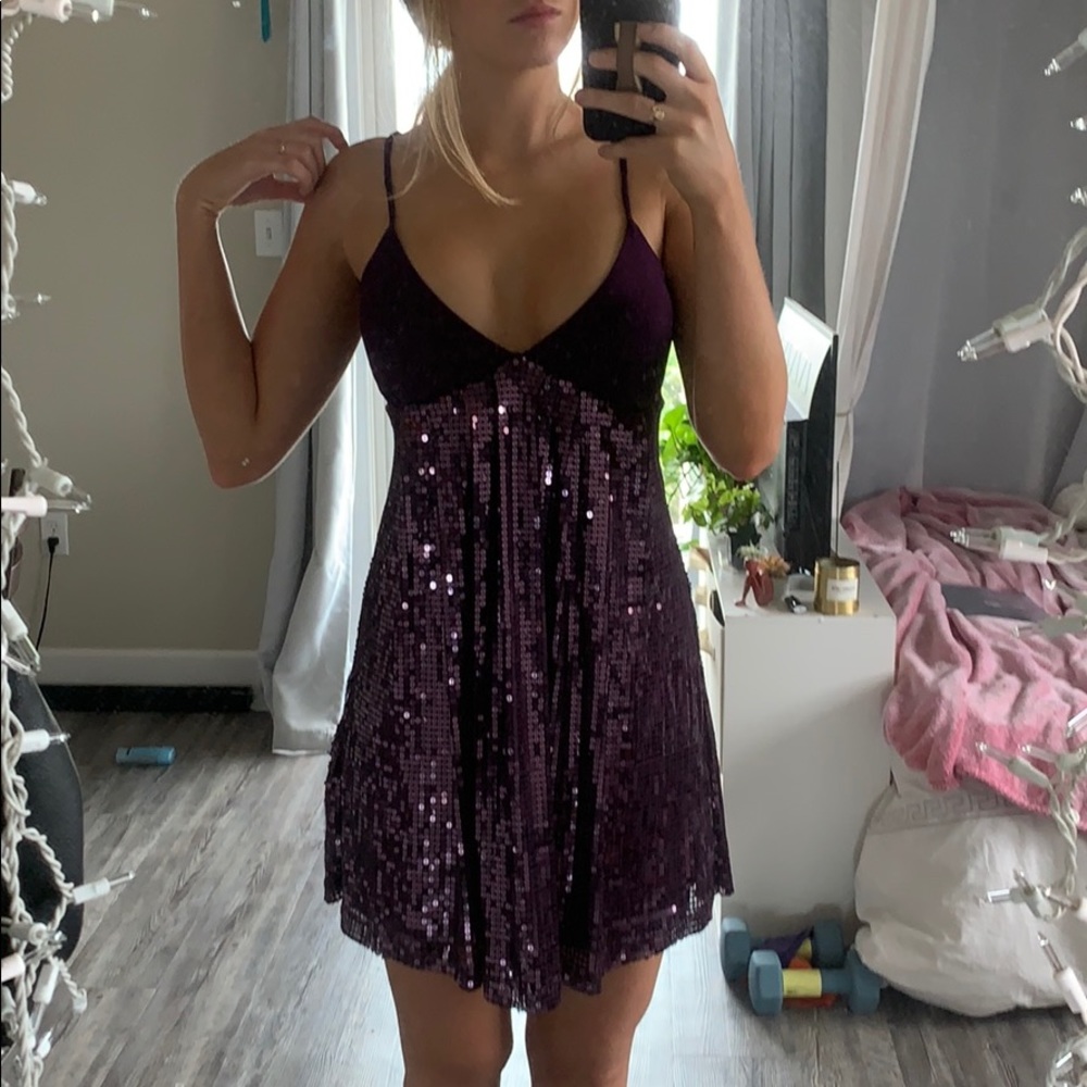 Purple sequin mini dress